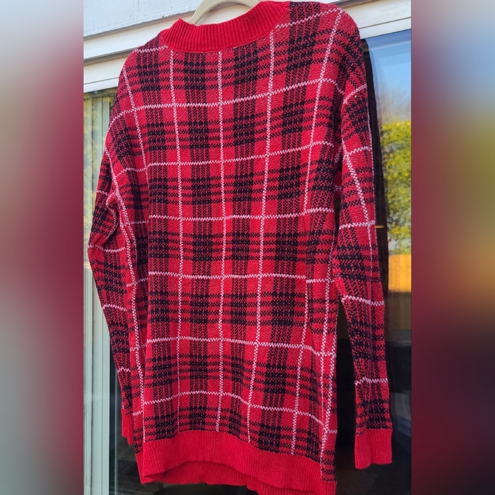 No Boundries Plaid Red & Black Winter Christmas Sweater Dress - Size XL - Picture 12 of 12